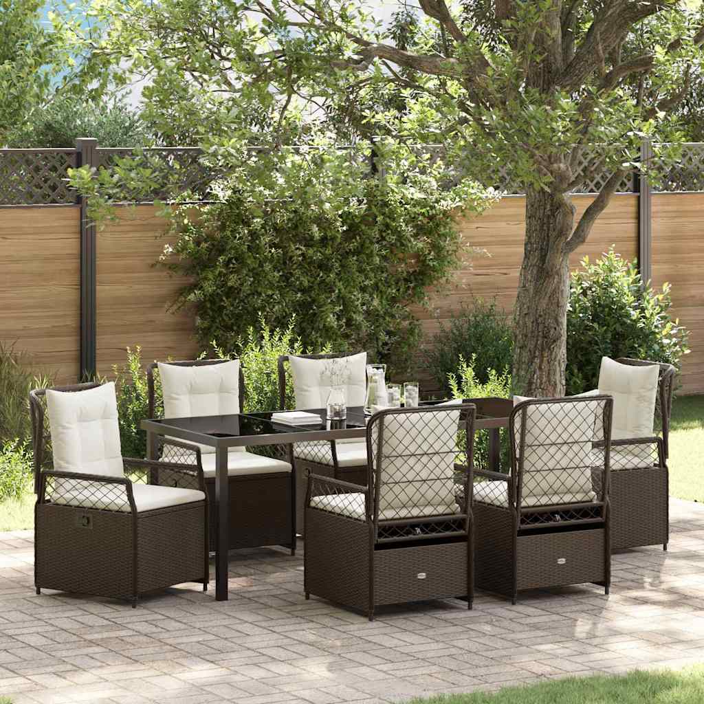 Tuin eettafelset 7 pcs Bruin poly rattan – afbeelding 1