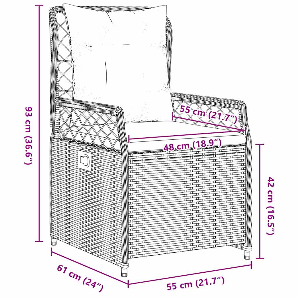 Tuin eettafelset 7 pcs Bruin poly rattan – afbeelding 10