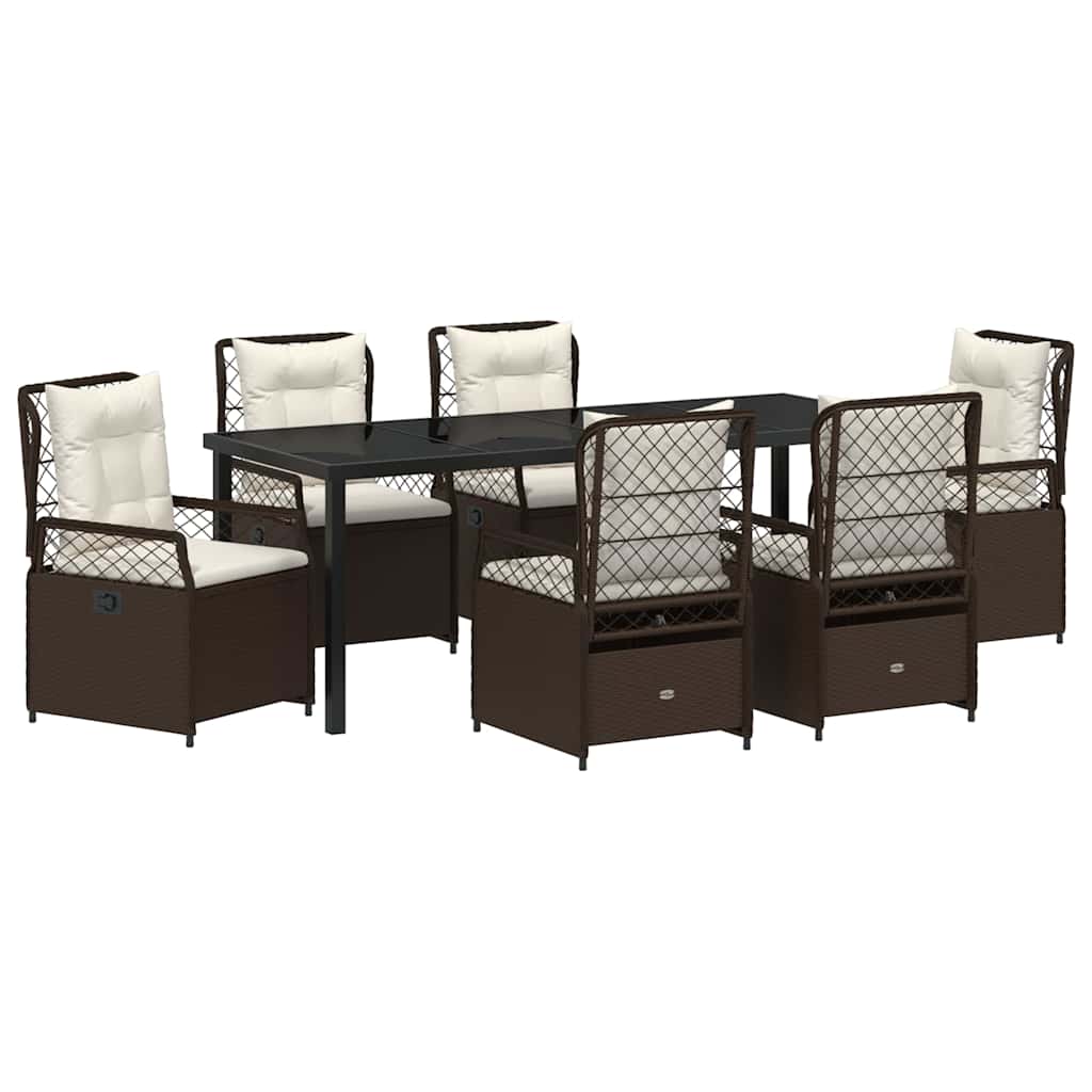 Tuin eettafelset 7 pcs Bruin poly rattan – afbeelding 2
