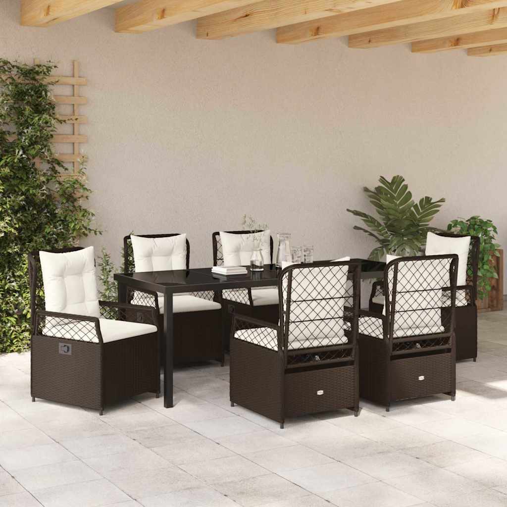 Tuin eettafelset 7 pcs Bruin poly rattan – afbeelding 4