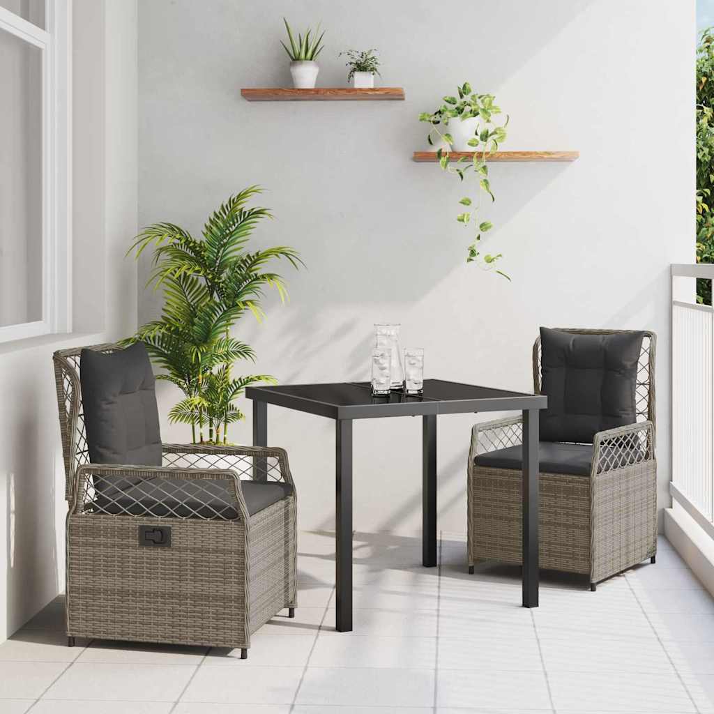 Tuin eettafelset 3 pcs Grijs poly rattan – afbeelding 1
