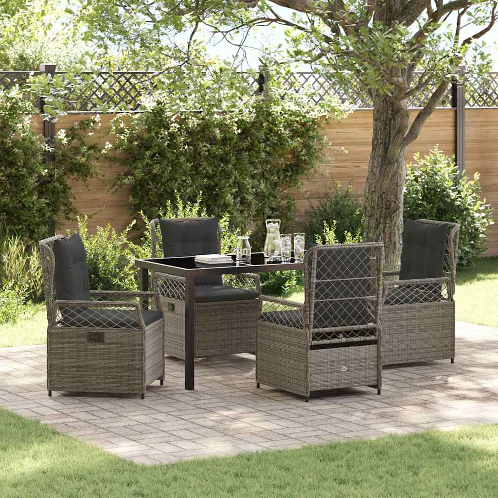 Tuin eettafelset 5 pcs Grijs poly rattan – afbeelding 1