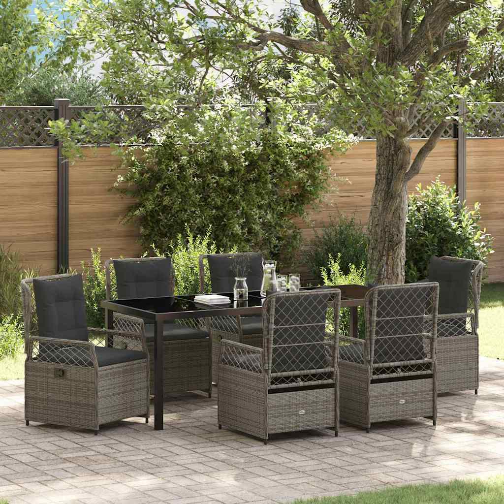Tuin eettafelset 7 pcs Grijs poly rattan – afbeelding 1