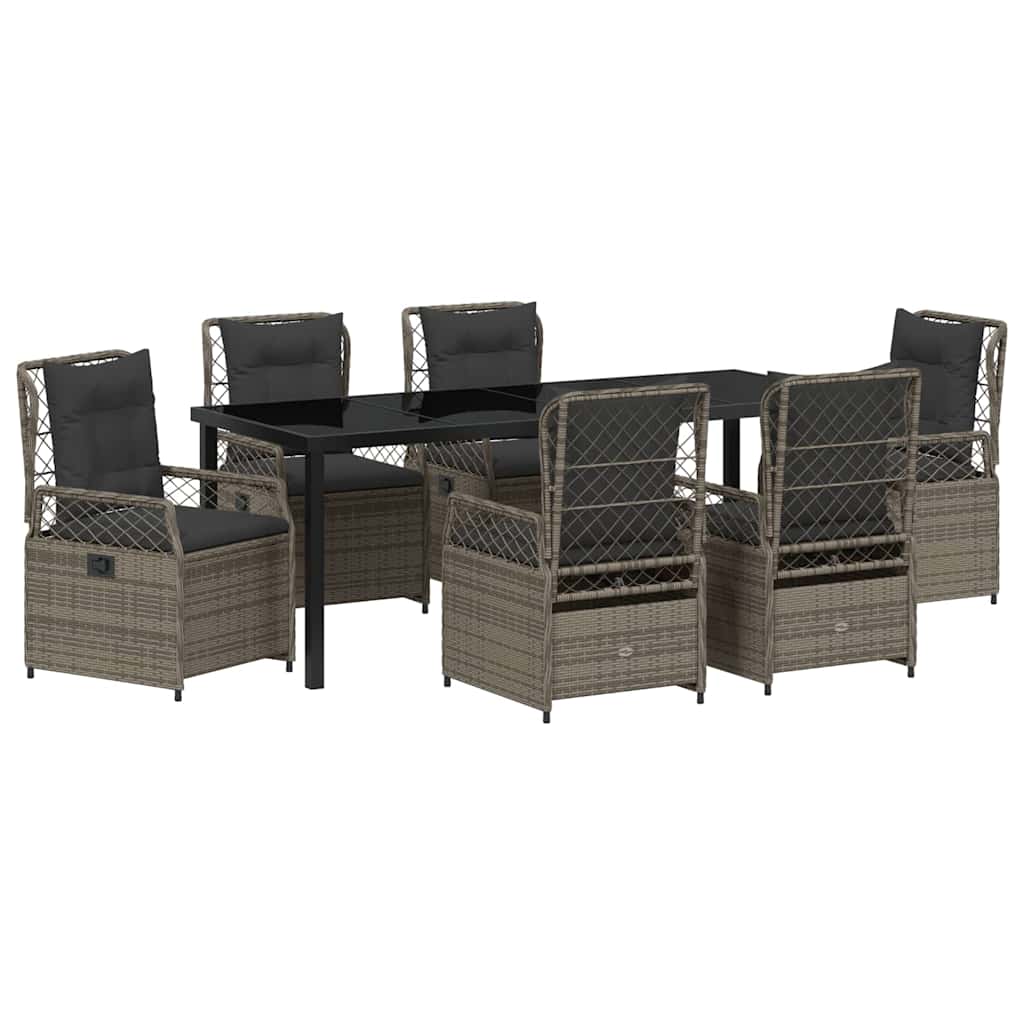 Tuin eettafelset 7 pcs Grijs poly rattan – afbeelding 2