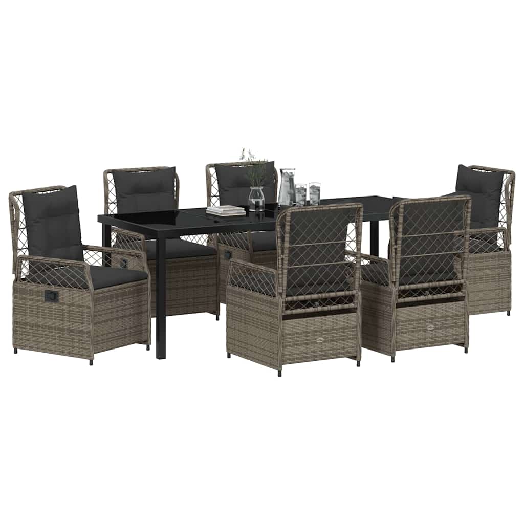 Tuin eettafelset 7 pcs Grijs poly rattan – afbeelding 3