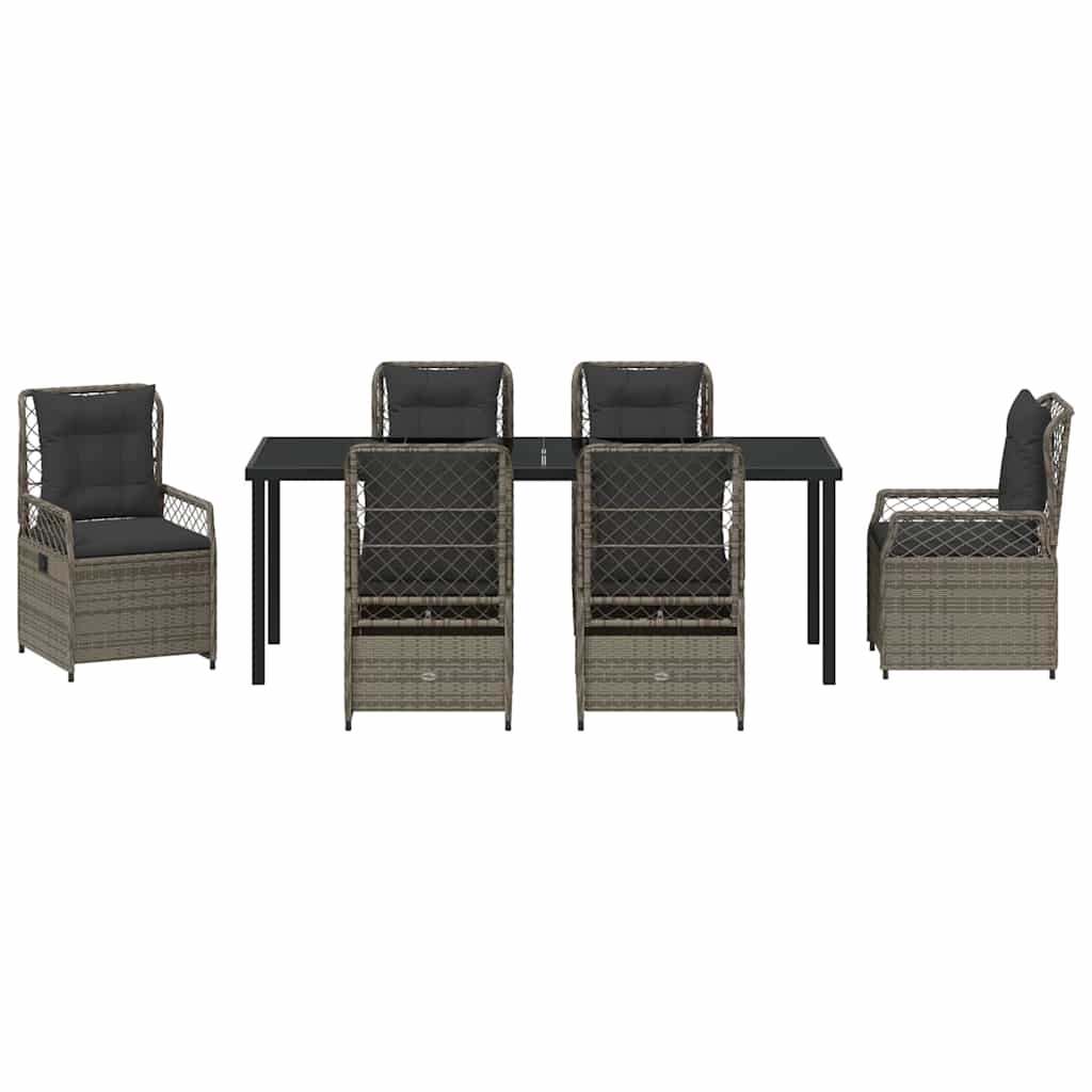Tuin eettafelset 7 pcs Grijs poly rattan – afbeelding 7