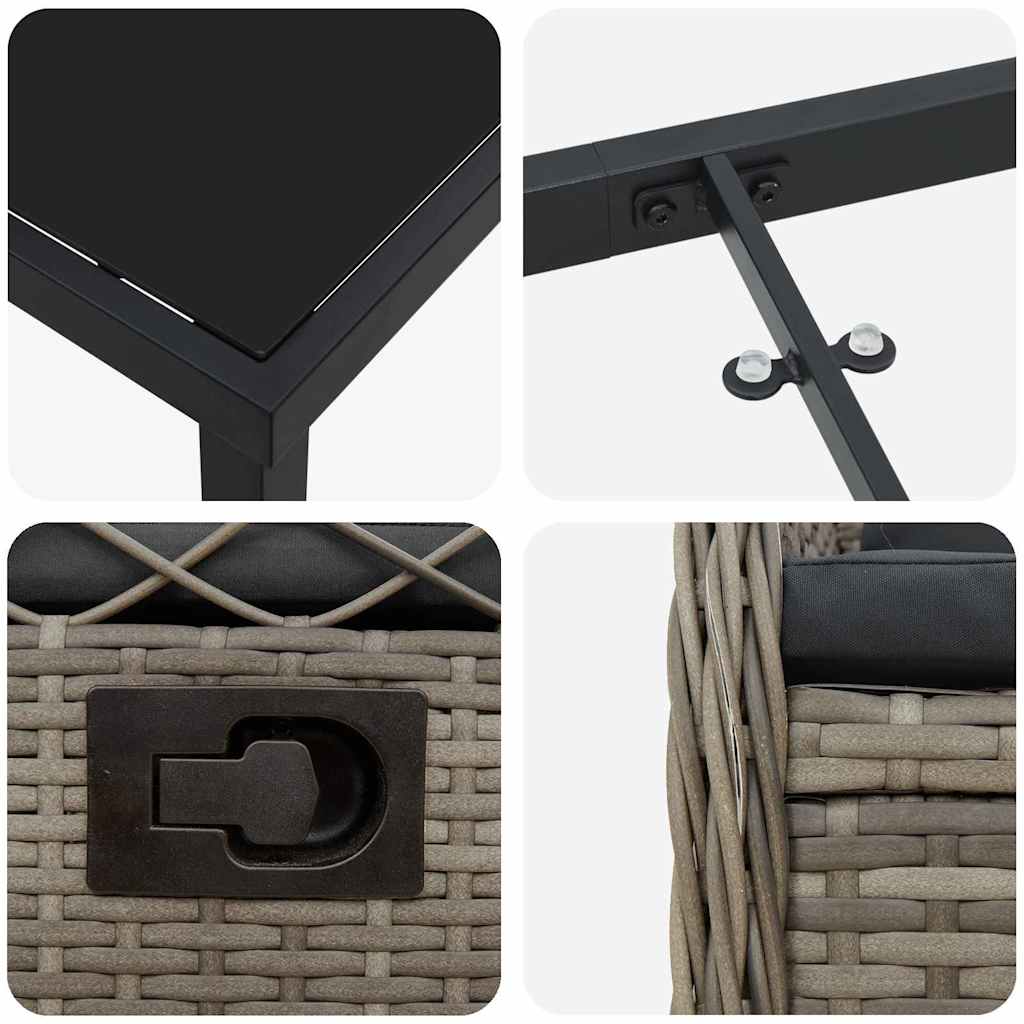 Tuin eettafelset 7 pcs Grijs poly rattan – afbeelding 9