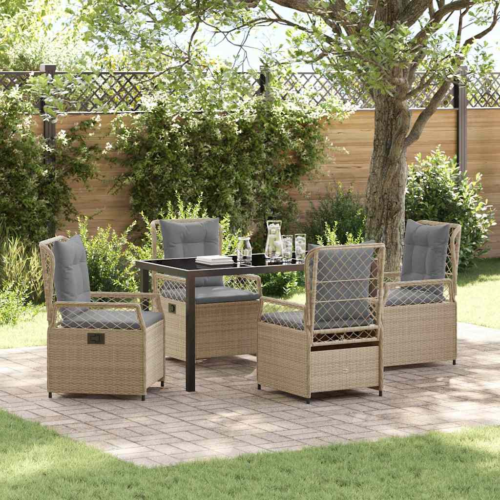 Tuin eettafelset 5 pcs Beige en Licht Grijs poly rattan – afbeelding 1