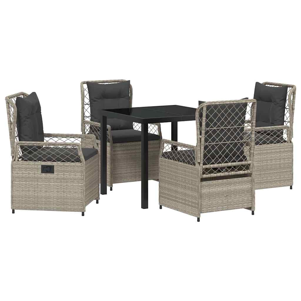 Tuin eettafelset 5 pcs Lichtgrijs poly rattan – afbeelding 2