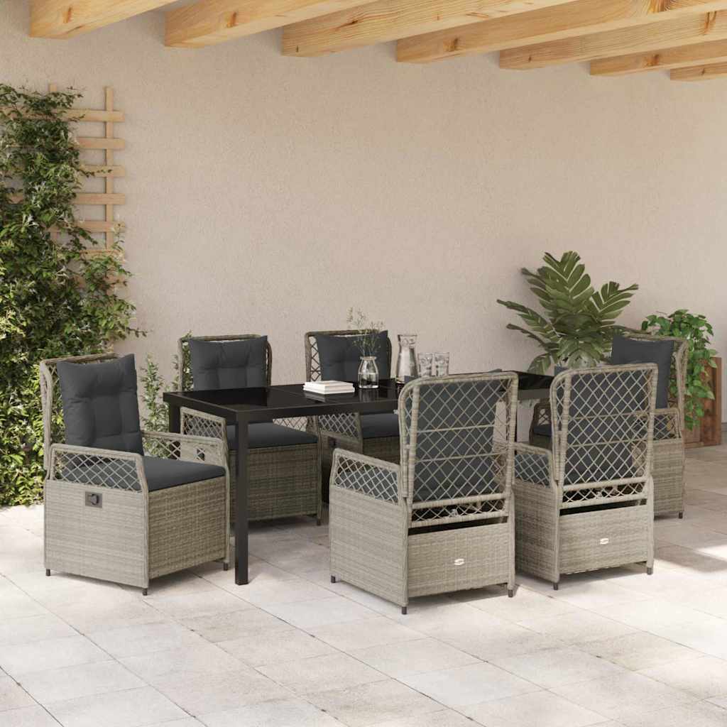 Tuin eettafelset 7 pcs Lichtgrijs poly rattan – afbeelding 4