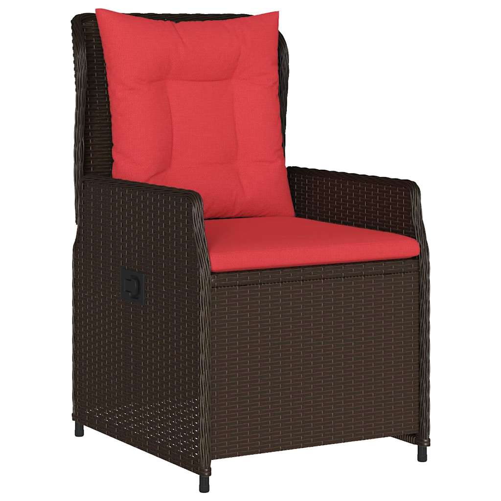 Tuin Eetset met kussen 9 pcs Bruin Poly riet – afbeelding 6