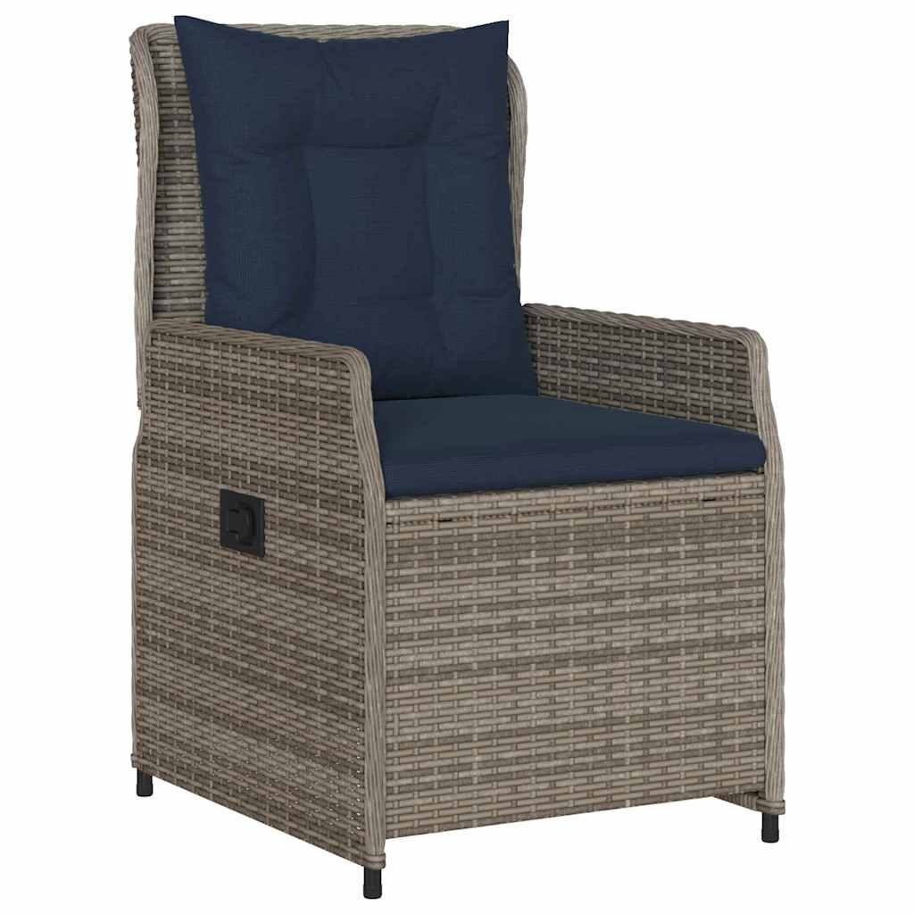Tuin Eetset met kussen 3 pcs Grijs Poly riet – afbeelding 6