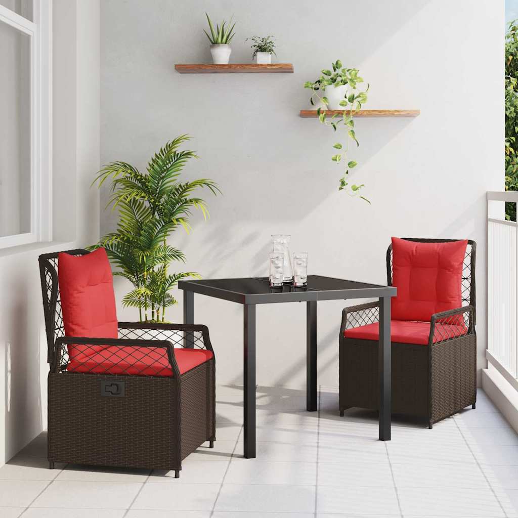 Tuin eettafelset 3 pcs Bruin poly rattan – afbeelding 1