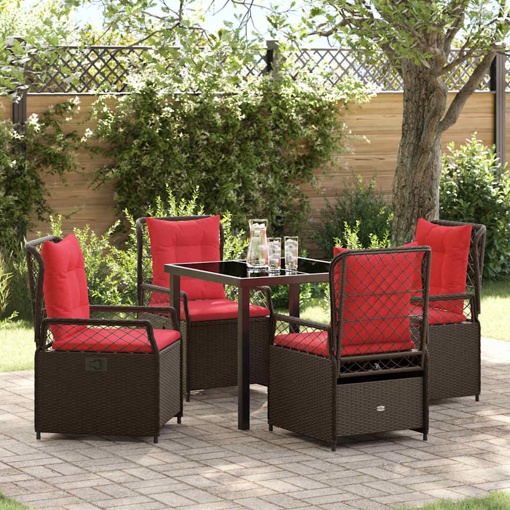 Tuin eettafelset 5 pcs Bruin poly rattan – afbeelding 1