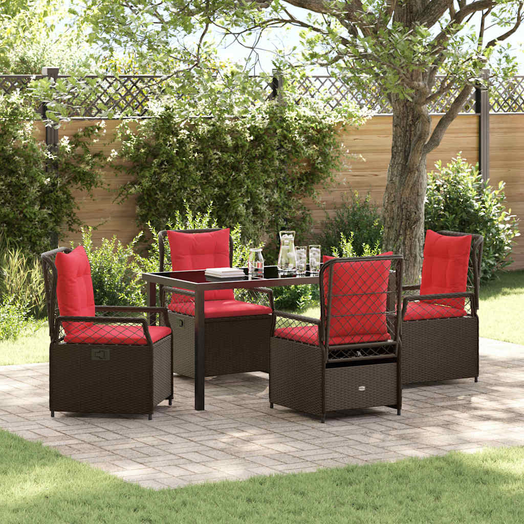 Tuin eettafelset 5 pcs Bruin poly rattan – afbeelding 1