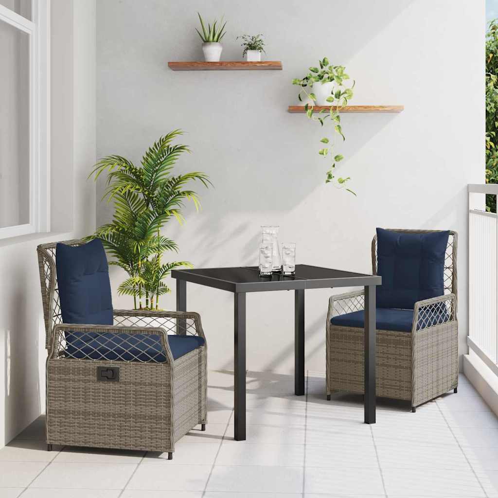 Tuin eettafelset 3 pcs Grijs poly rattan – afbeelding 1