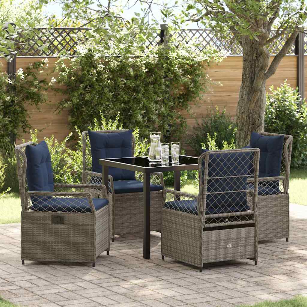 Tuin eettafelset 5 pcs Grijs poly rattan – afbeelding 1
