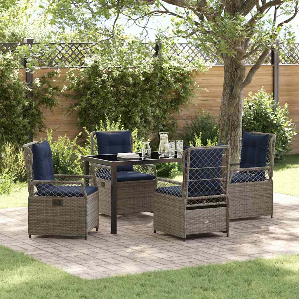Tuin eettafelset 5 pcs Grijs poly rattan – afbeelding 1