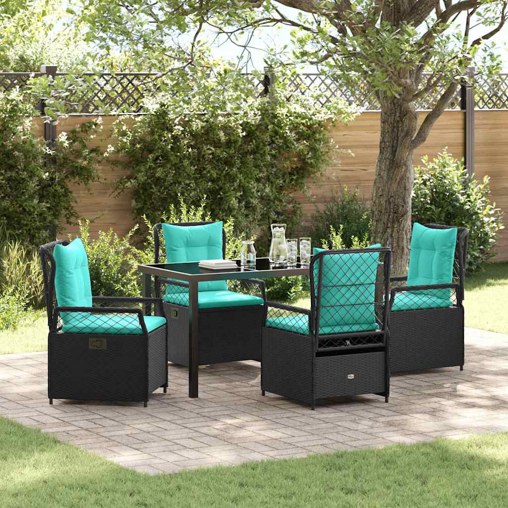 Tuin eettafelset 5 pcs Zwart poly rattan – afbeelding 1