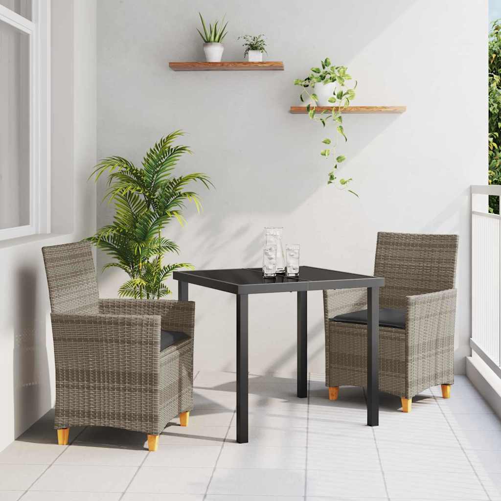 Tuin eettafelset 3 pcs Grijs poly rattan – afbeelding 1
