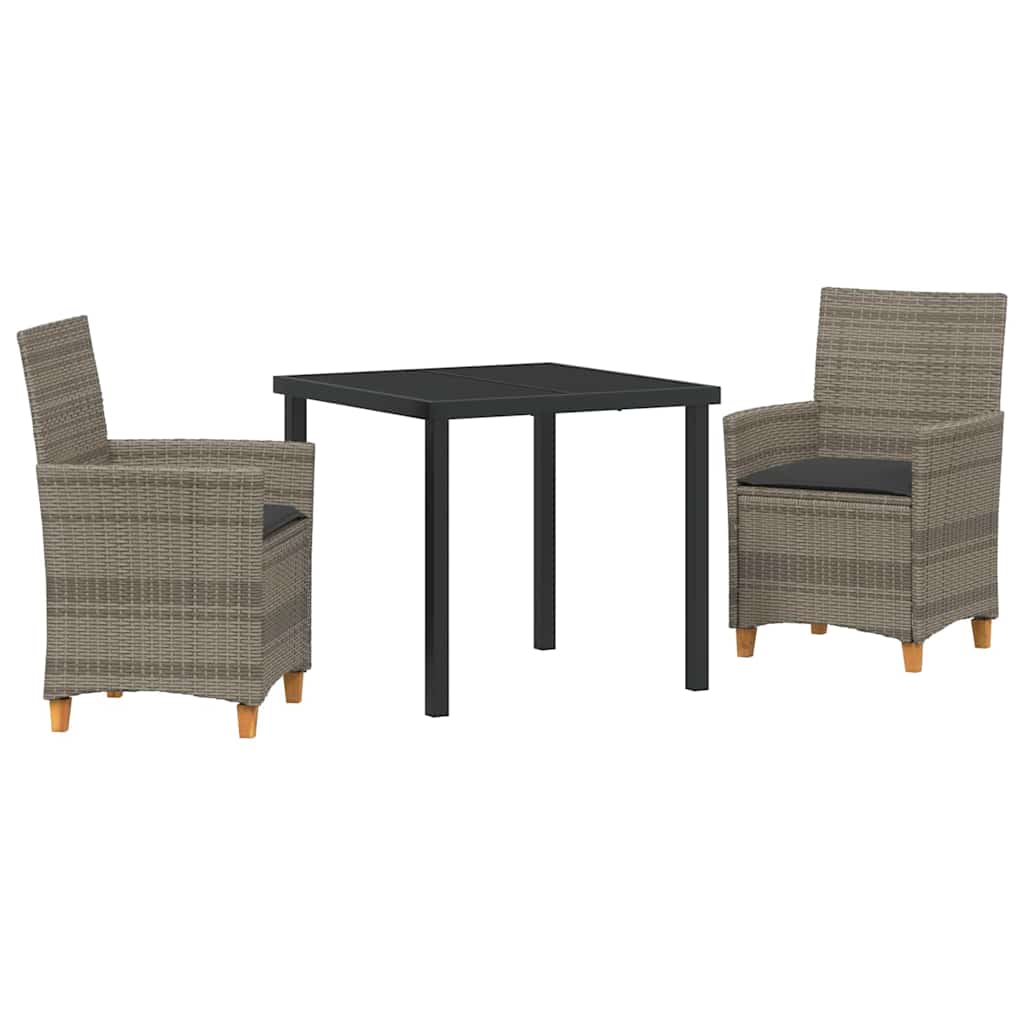 Tuin eettafelset 3 pcs Grijs poly rattan – afbeelding 2