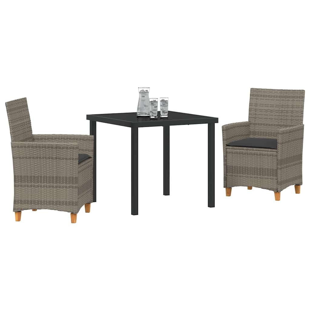 Tuin eettafelset 3 pcs Grijs poly rattan – afbeelding 3