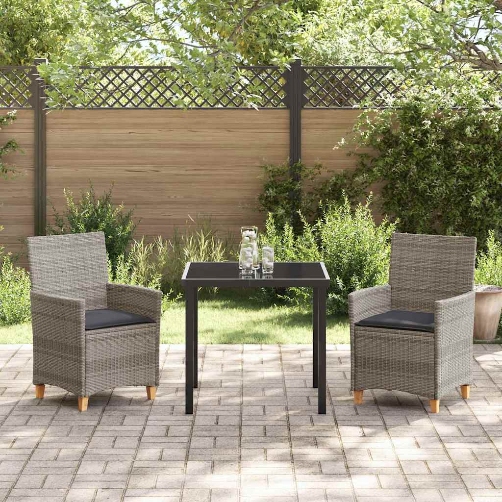 Tuin eettafelset 3 pcs Grijs poly rattan – afbeelding 4