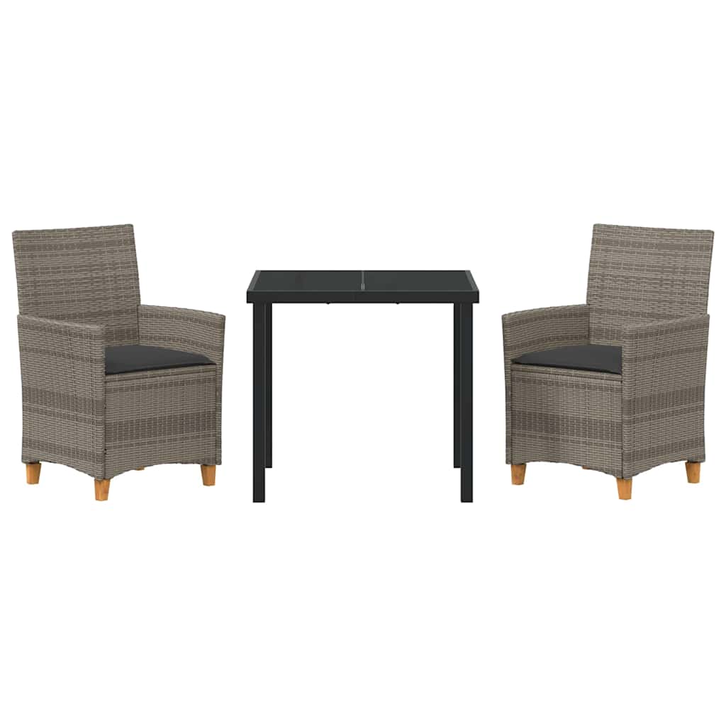 Tuin eettafelset 3 pcs Grijs poly rattan – afbeelding 7
