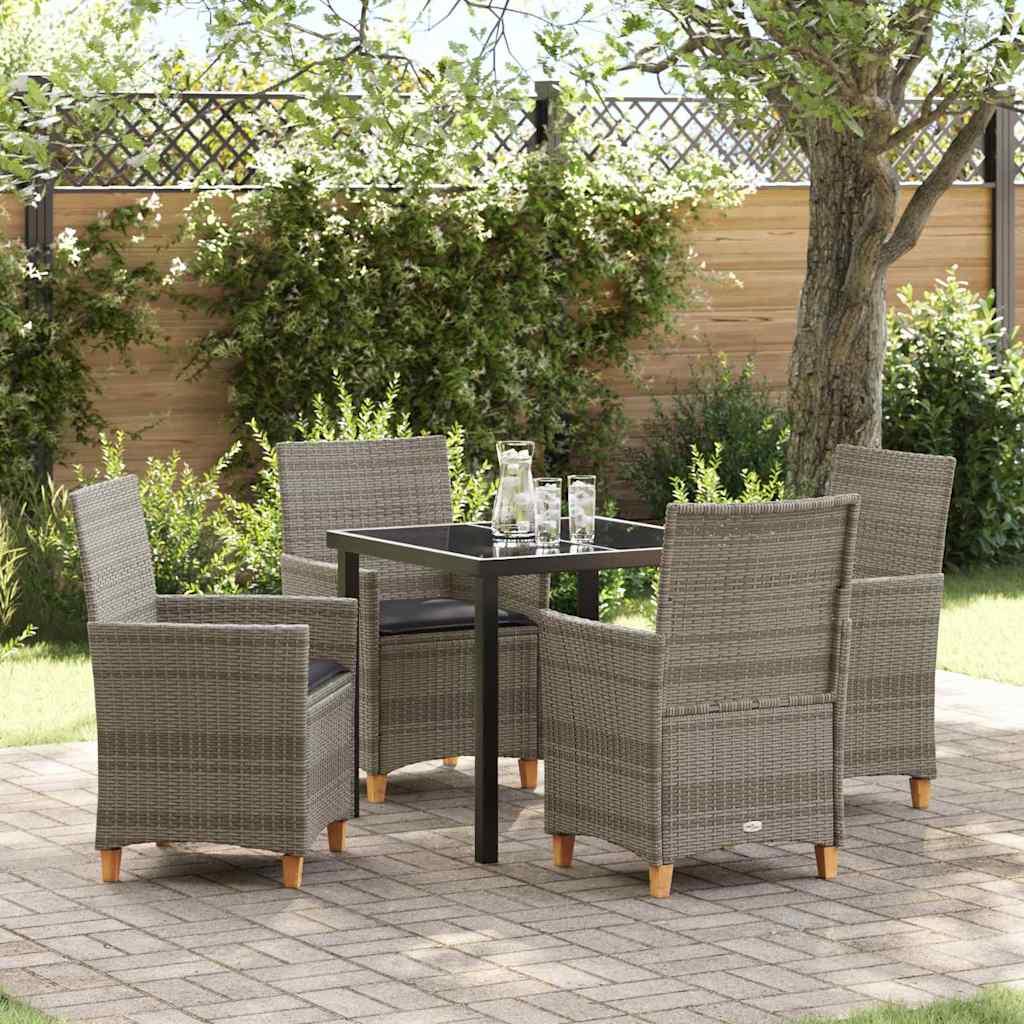 Tuin eettafelset 5 pcs Grijs poly rattan – afbeelding 1