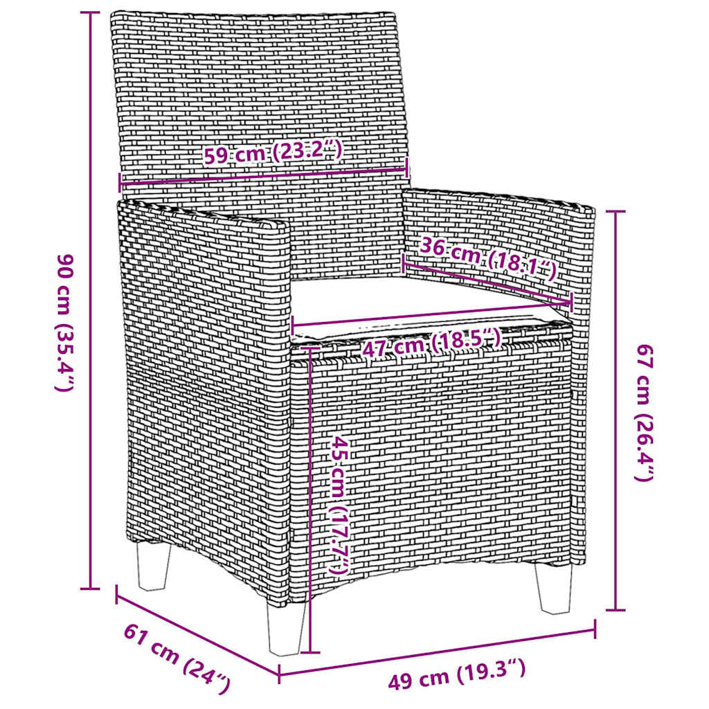 Tuin eettafelset 5 pcs Grijs poly rattan – afbeelding 10