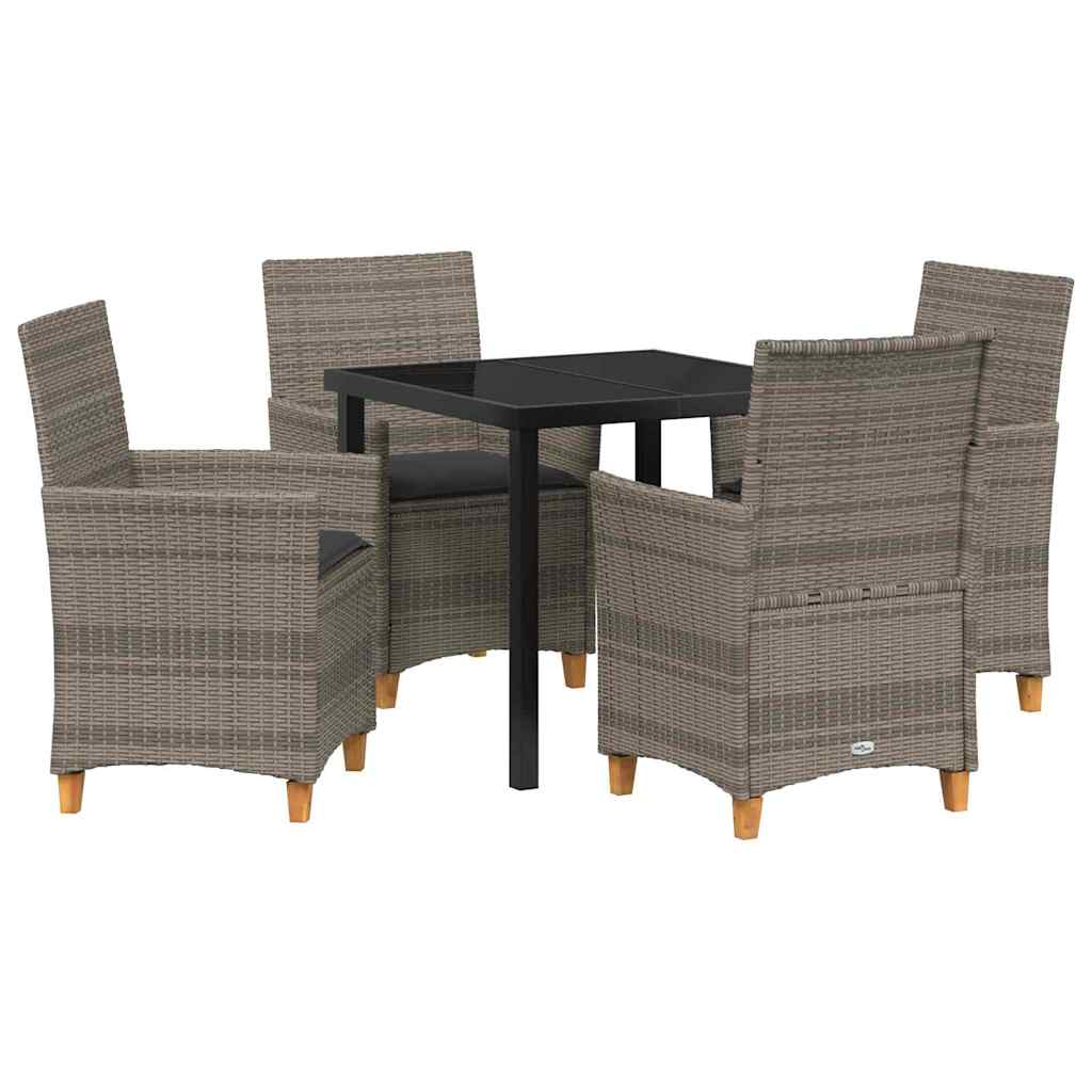 Tuin eettafelset 5 pcs Grijs poly rattan – afbeelding 2