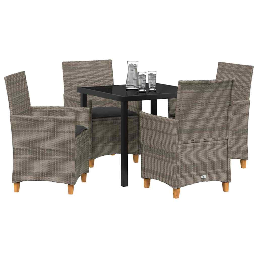 Tuin eettafelset 5 pcs Grijs poly rattan – afbeelding 3