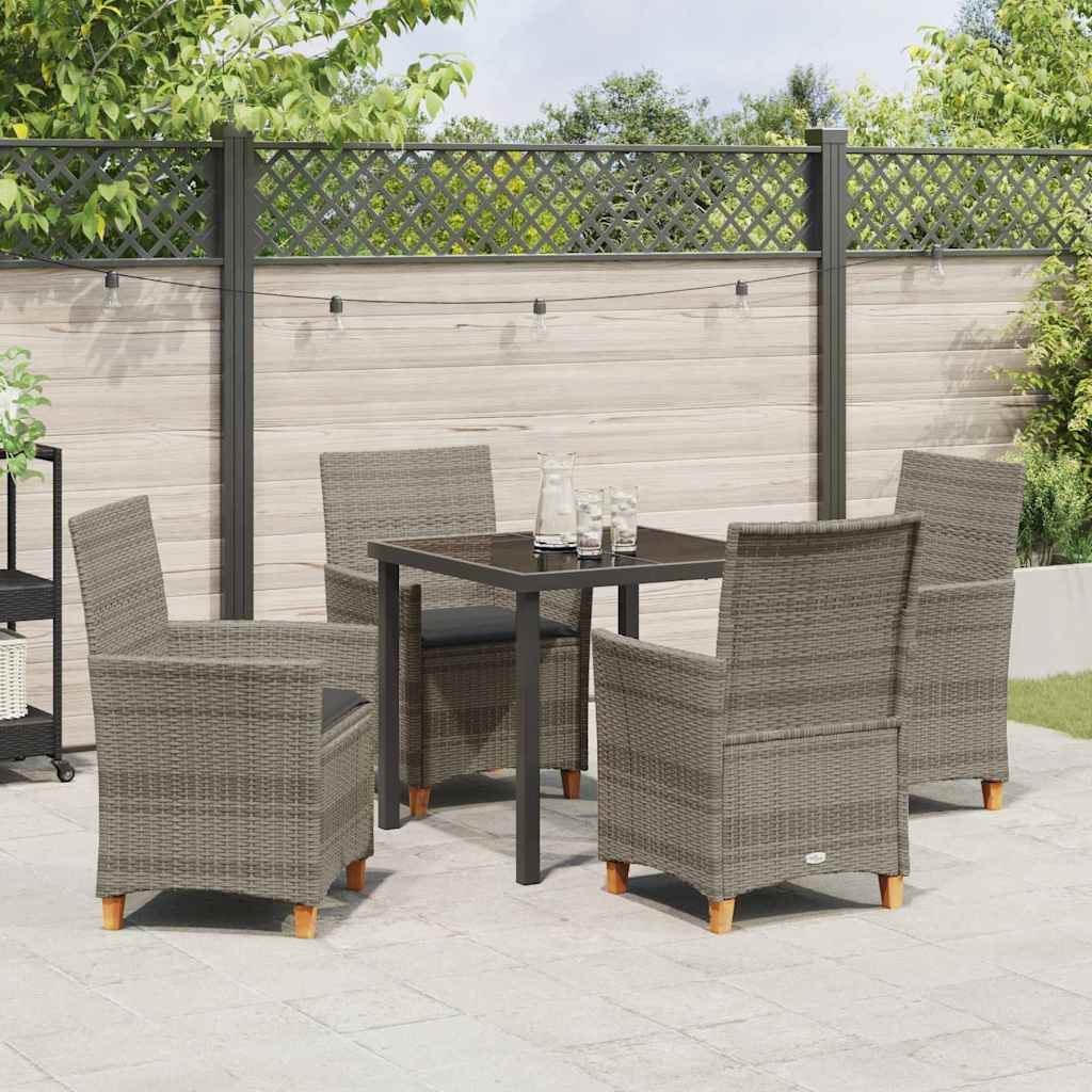 Tuin eettafelset 5 pcs Grijs poly rattan – afbeelding 4