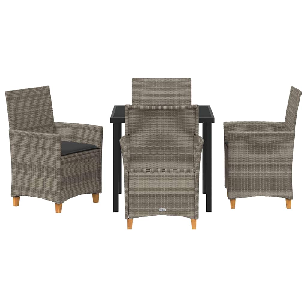 Tuin eettafelset 5 pcs Grijs poly rattan – afbeelding 7