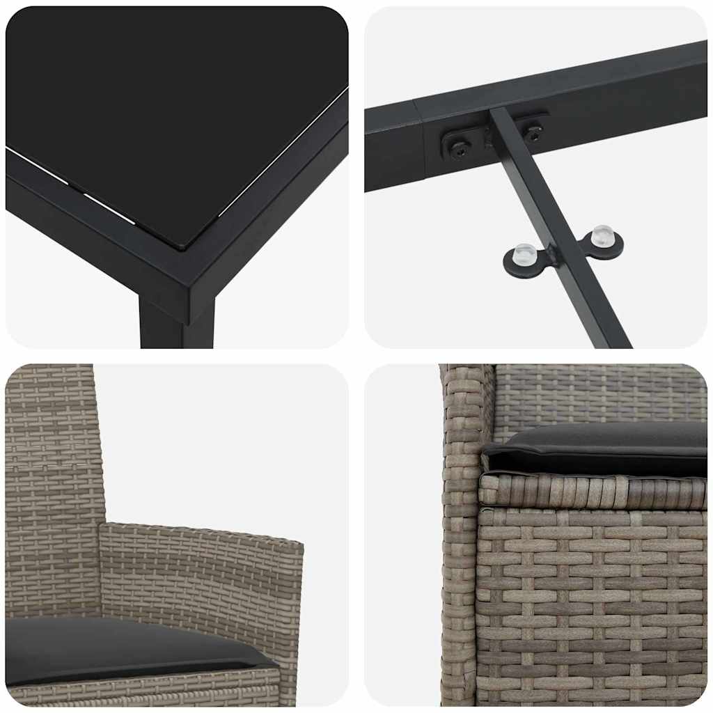 Tuin eettafelset 5 pcs Grijs poly rattan – afbeelding 9