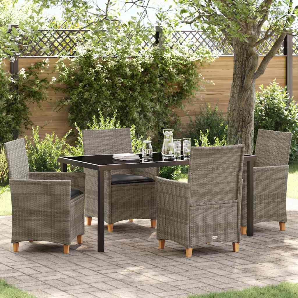 Tuin eettafelset 5 pcs Grijs poly rattan – afbeelding 1