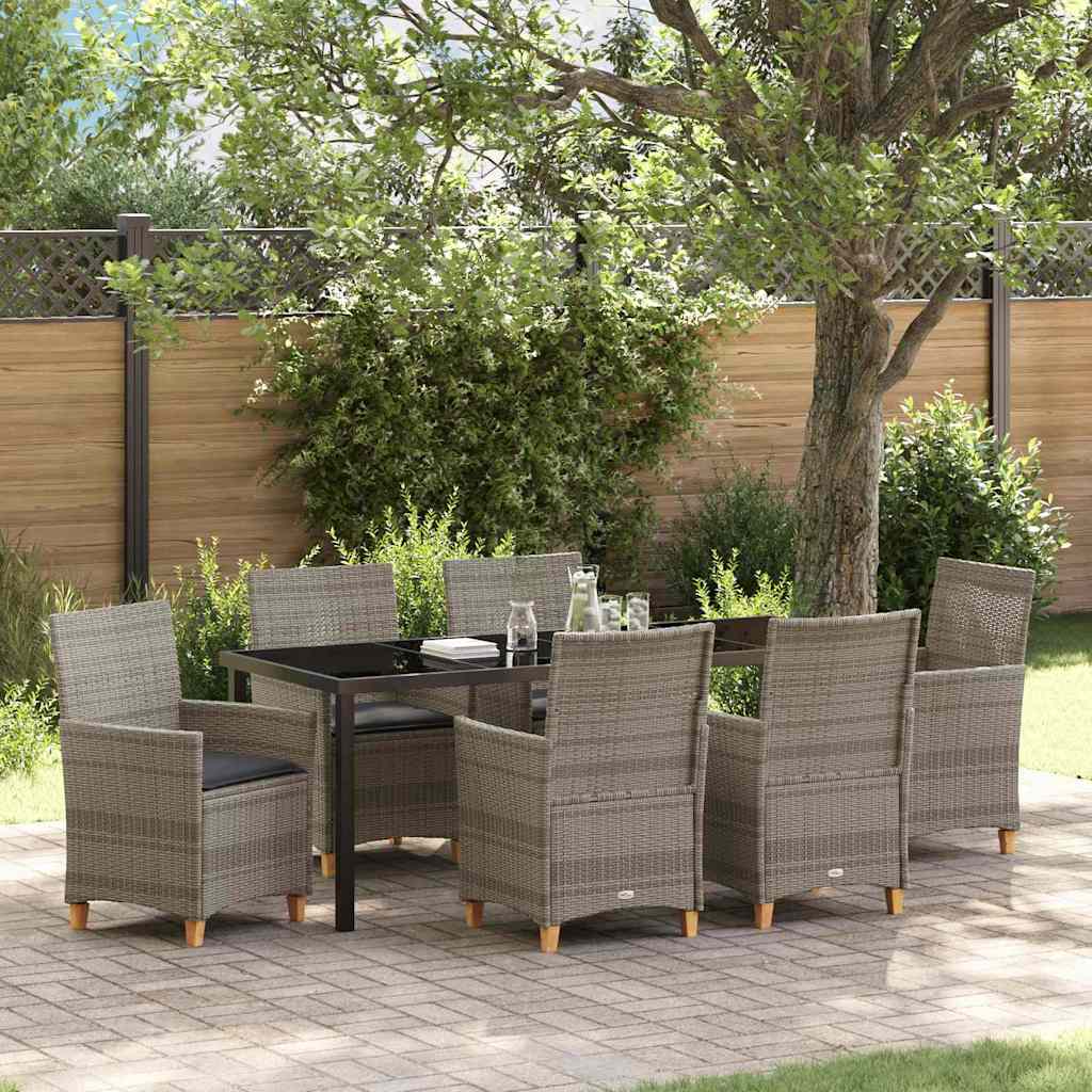 Tuin eettafelset 7 pcs Grijs poly rattan – afbeelding 1