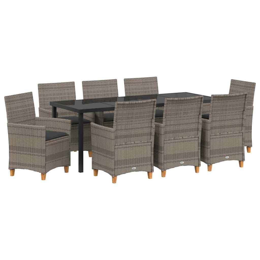 Tuin eettafelset 9 pcs Grijs poly rattan – afbeelding 2