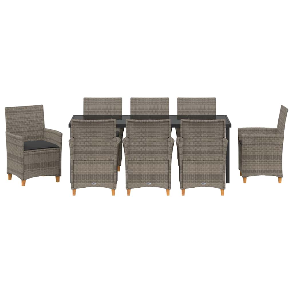 Tuin eettafelset 9 pcs Grijs poly rattan – afbeelding 7