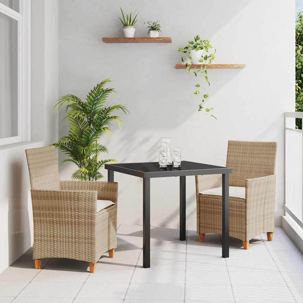Tuin eettafelset 3 pcs Beige poly rattan – afbeelding 1