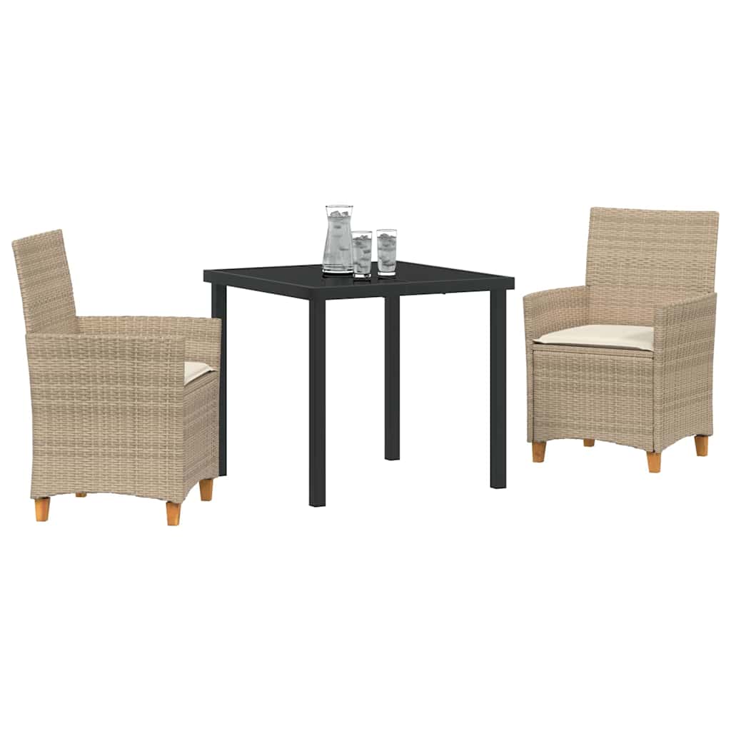 Tuin eettafelset 3 pcs Beige poly rattan – afbeelding 3
