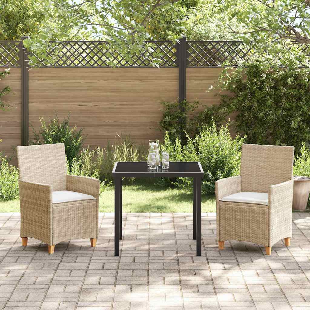 Tuin eettafelset 3 pcs Beige poly rattan – afbeelding 4