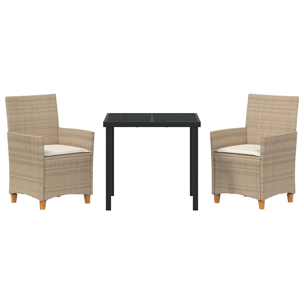 Tuin eettafelset 3 pcs Beige poly rattan – afbeelding 7