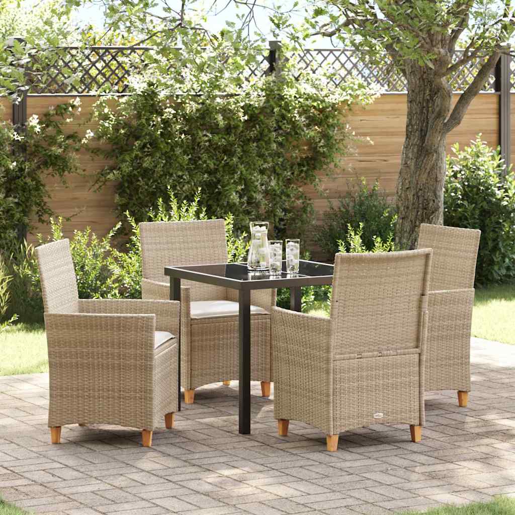 Tuin eettafelset 5 pcs Beige poly rattan – afbeelding 1