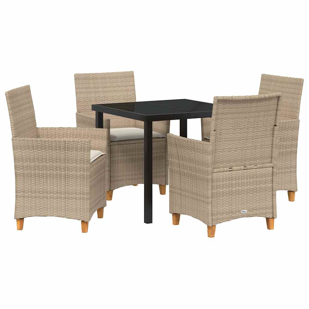 Tuin eettafelset 5 pcs Beige poly rattan – afbeelding 2