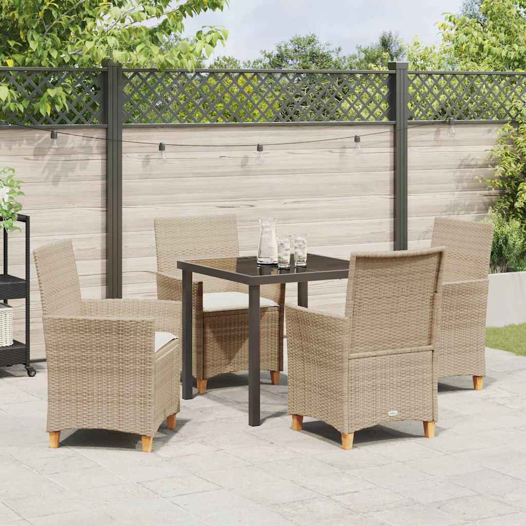 Tuin eettafelset 5 pcs Beige poly rattan – afbeelding 4
