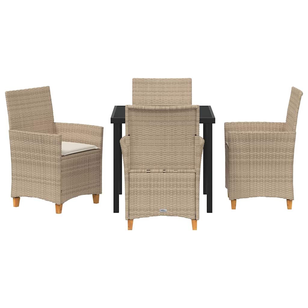 Tuin eettafelset 5 pcs Beige poly rattan – afbeelding 7