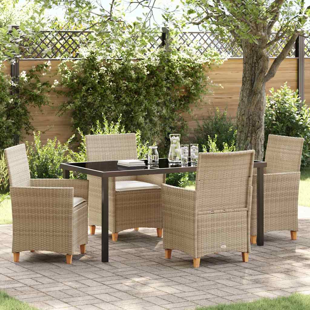 Tuin eettafelset 5 pcs Beige poly rattan – afbeelding 1