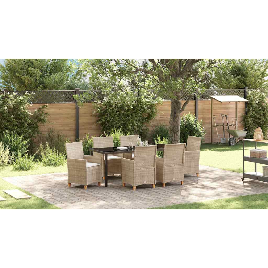 Tuin eettafelset 7 pcs Beige poly rattan – afbeelding 1