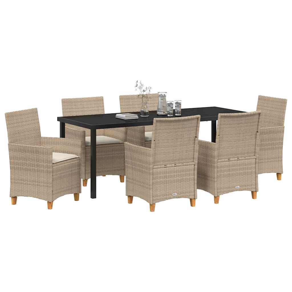 Tuin eettafelset 7 pcs Beige poly rattan – afbeelding 3